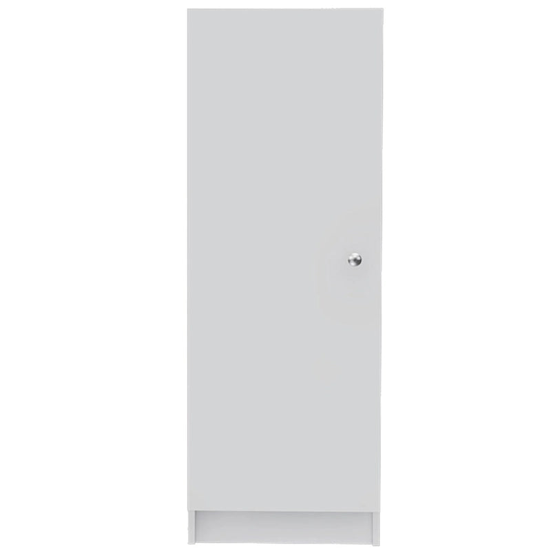 Meuble de rangement rectangulaire avec 4 étagères et une seule porte, Blanc, 47,4H x 16,9W
