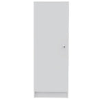 Meuble de rangement rectangulaire avec 4 étagères et une seule porte, Blanc, 47,4H x 16,9W