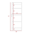 Meuble de rangement rectangulaire avec 4 étagères et une seule porte, Blanc, 47,4H x 16,9W