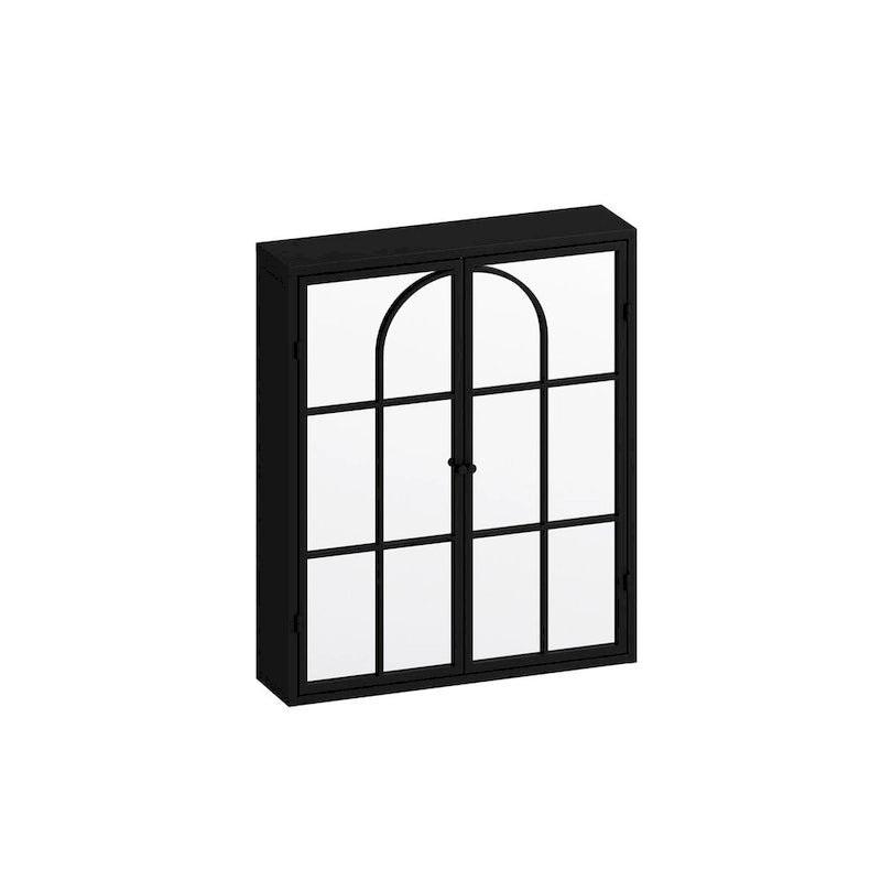 Armoire murale vintage à deux portes avec miroir, 3 niveaux de rangement, noire, 60 cm