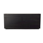 Bahut 4 portes en chêne massif avec incrustations en bois et poignées barres noires, 84,25L x 36,25H
