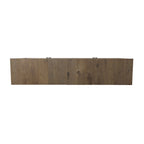 Bahut 4 portes en chêne massif avec incrustations en bois et poignées barres noires, 84,25L x 36,25H