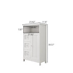 Meuble de rangement de salle de bain avec 3 tiroirs et une étagère à porte dissimulée, blanc