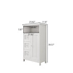 Meuble de rangement de salle de bain avec 3 tiroirs et une étagère à porte dissimulée, blanc