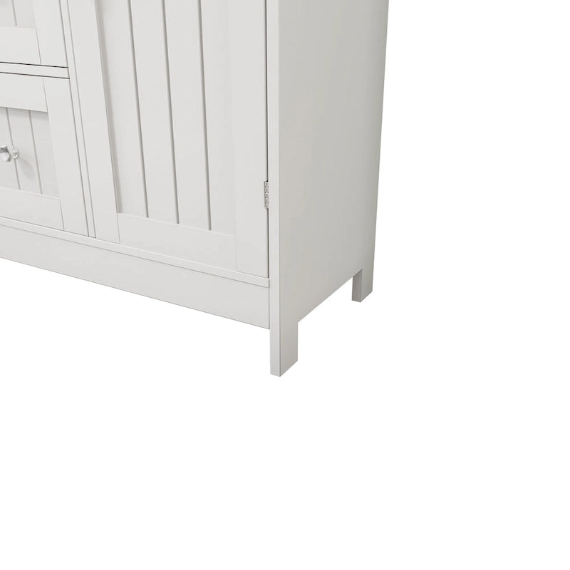 Meuble de rangement de salle de bain avec 3 tiroirs et une étagère à porte dissimulée, blanc