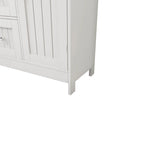 Meuble de rangement de salle de bain avec 3 tiroirs et une étagère à porte dissimulée, blanc