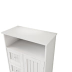 Meuble de rangement de salle de bain avec 3 tiroirs et une étagère à porte dissimulée, blanc