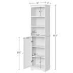 Meuble de rangement de salle de bain avec étagères ouvertes et armoire fermée, 40,6 cm L x 153,6 cm H, blanc