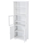 Armoire haute avec portes vitrées, étagères réglables et dispositif anti-basculement