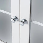 Armoire haute avec portes vitrées, étagères réglables et dispositif anti-basculement