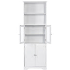 Armoire haute avec portes vitrées, étagères réglables et dispositif anti-basculement