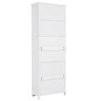 Armoire haute avec portes vitrées, étagères réglables et dispositif anti-basculement