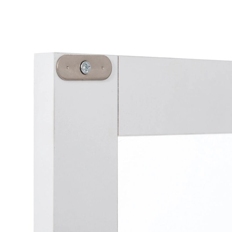 Armoire haute avec portes vitrées, étagères réglables et dispositif anti-basculement