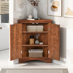 Triangle Bathroom Storage Cabinet with Adjustable Shelves,Freestanding Floor Cabinet for Home Kitchen