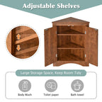 Meuble de Rangement d'Angle pour Salle de Bain avec Étagères Réglables, MDF, Marron