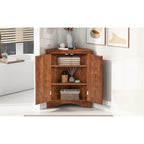 Meuble de Rangement d'Angle pour Salle de Bain avec Étagères Réglables, MDF, Marron