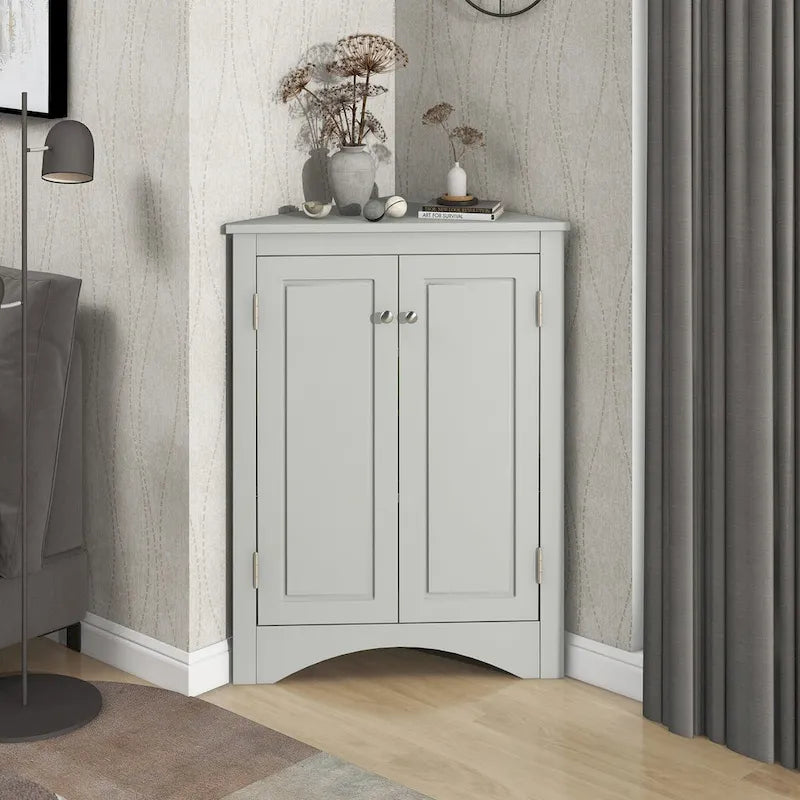 Meuble de Rangement d'Angle pour Salle de Bain avec Étagères Réglables, MDF, Marron