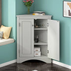 Meuble de Rangement d'Angle pour Salle de Bain avec Étagères Réglables, MDF, Marron