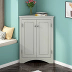 Meuble de Rangement d'Angle pour Salle de Bain avec Étagères Réglables, MDF, Marron