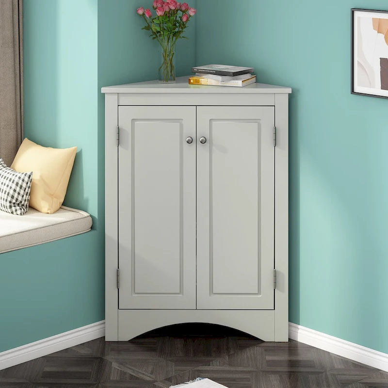 Meuble de Rangement d'Angle pour Salle de Bain avec Étagères Réglables, MDF, Marron