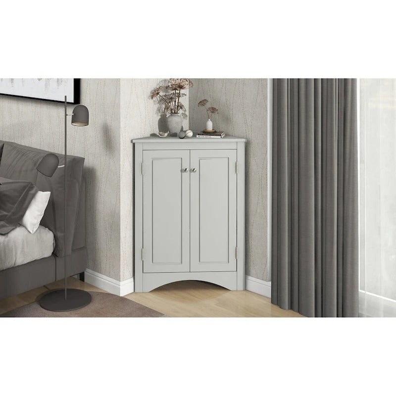 Meuble de Rangement d'Angle pour Salle de Bain avec Étagères Réglables, MDF, Marron