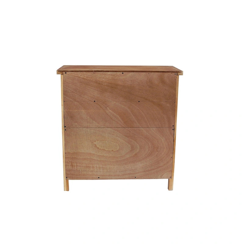 Meuble de rangement en bois naturel avec tiroirs et portes, 75 L x 36 P x 78 H cm