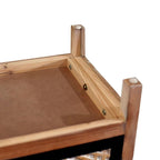 Meuble de rangement en bois naturel avec tiroirs et portes, 75 L x 36 P x 78 H cm