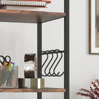 Meuble de rangement mobile à 2 tiroirs avec serrure, barre de suspension et 8 crochets, Marron rustique