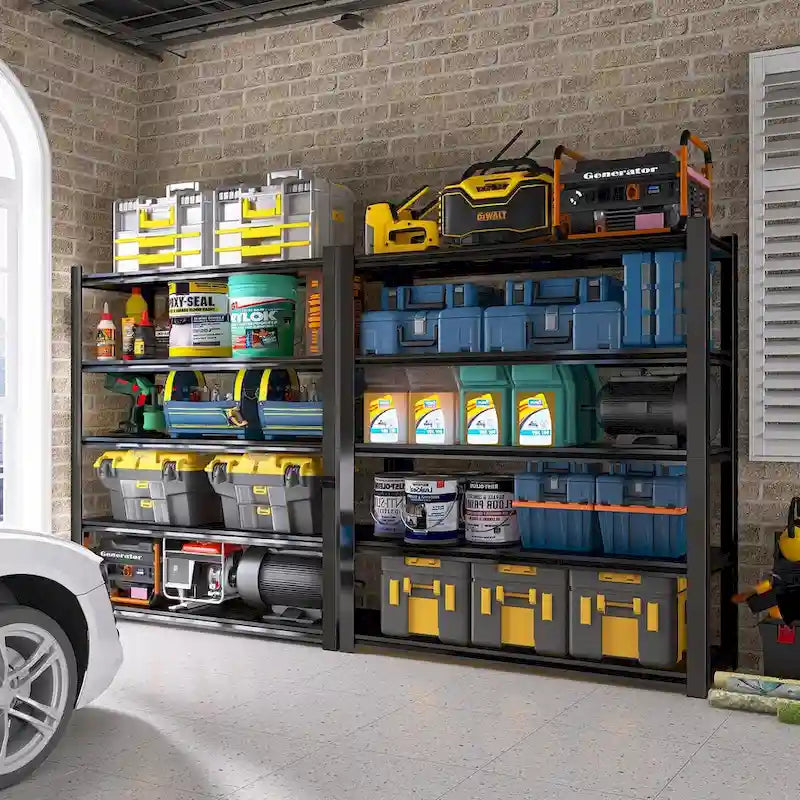 Étagères en métal noir de 213 cm de hauteur avec 5 séparateurs amovibles, grande capacité pour garage