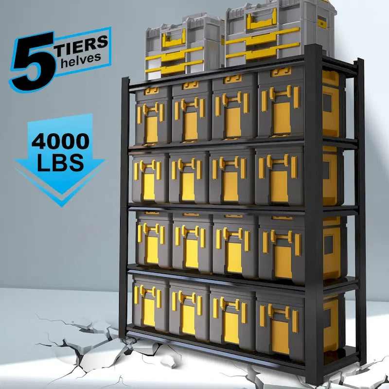 Étagères en métal noir de 213 cm de hauteur avec 5 séparateurs amovibles, grande capacité pour garage