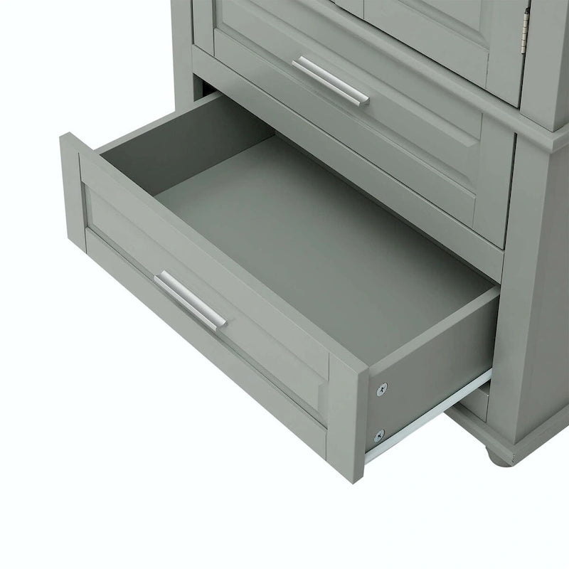 Meuble haut de rangement avec 2 tiroirs, étagère réglable et dispositif anti-basculement