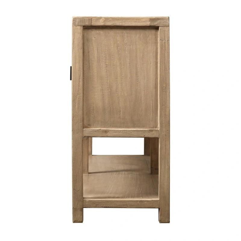 Buffet quatre portes de 170 cm avec étagère, finition naturelle patinée, style rustique/ferme