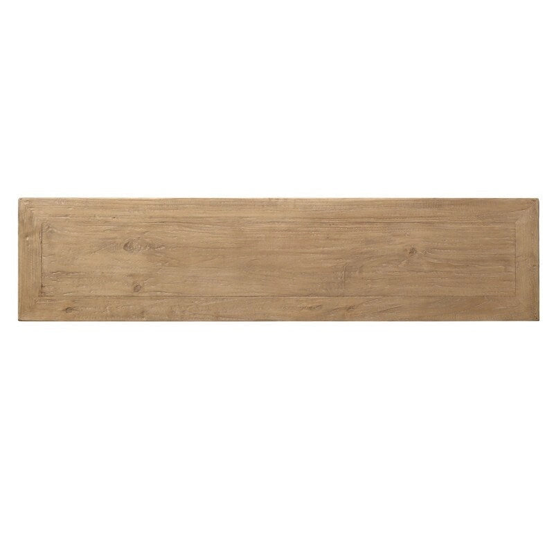 Buffet quatre portes de 170 cm avec étagère, finition naturelle patinée, style rustique/ferme